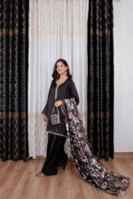 SATIN FARSHI SET - BLACK - Image 8