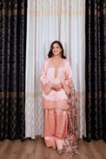 SATIN FARSHI SET - PEACH - Image 2