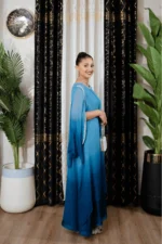 OMBRE CHIFFON GOWN - BLUE - Image 7