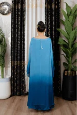 OMBRE CHIFFON GOWN - BLUE - Image 6