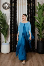 OMBRE CHIFFON GOWN - BLUE - Image 4