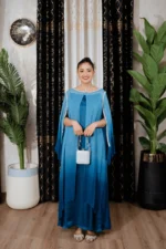 OMBRE CHIFFON GOWN - BLUE - Image 3