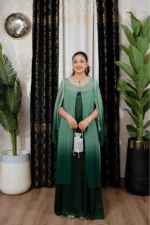 OMBRE CHIFFON GOWN - GREEN - Image 6