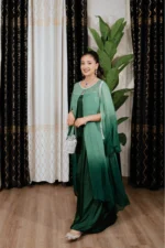 OMBRE CHIFFON GOWN - GREEN - Image 5