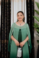 OMBRE CHIFFON GOWN - GREEN