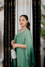 OMBRE CHIFFON GOWN - GREEN - Image 3