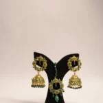 NOOR BINDI AND EARRING SET - FOREST GREEN