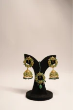 NOOR BINDI AND EARRING SET - FOREST GREEN - Image 2
