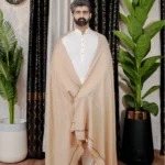 NOOR E ALAM LUXURY MEN'S SHAWL - CAMEL