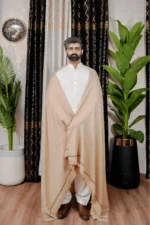 NOOR E ALAM LUXURY MEN'S SHAWL - CAMEL