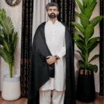 NOOR E ALAM LUXURY MEN'S SHAWL - BLACK