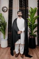NOOR E ALAM LUXURY MEN'S SHAWL - BLACK
