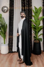 NOOR E ALAM LUXURY MEN'S SHAWL - BLACK - Image 2