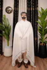 NOOR E ALAM LUXURY MEN'S SHAWL - OFF WHITE