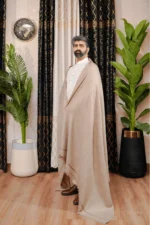 NOOR E ALAM LUXURY MEN'S SHAWL - BEIGE - Image 2